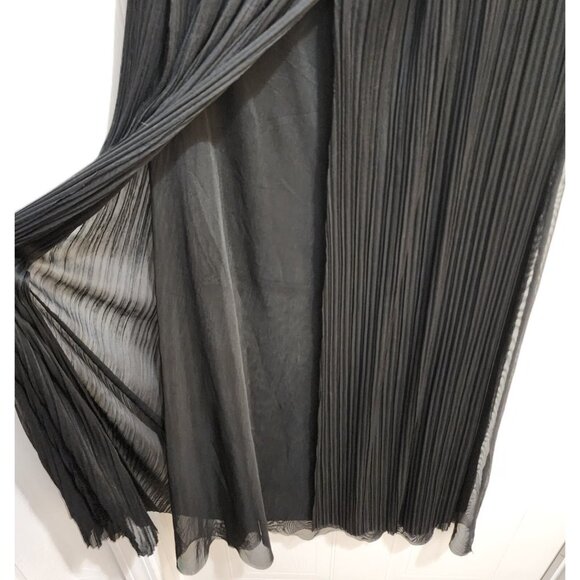 NEW Mystree Anthropologie Womens Sz S Mini Skirt Maxi Mesh Pleated Overlay Black - Picture 3 of 10